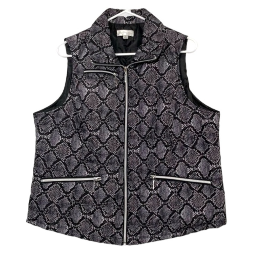 Snakeskin Print Full-zip Puffer Vest Size Large